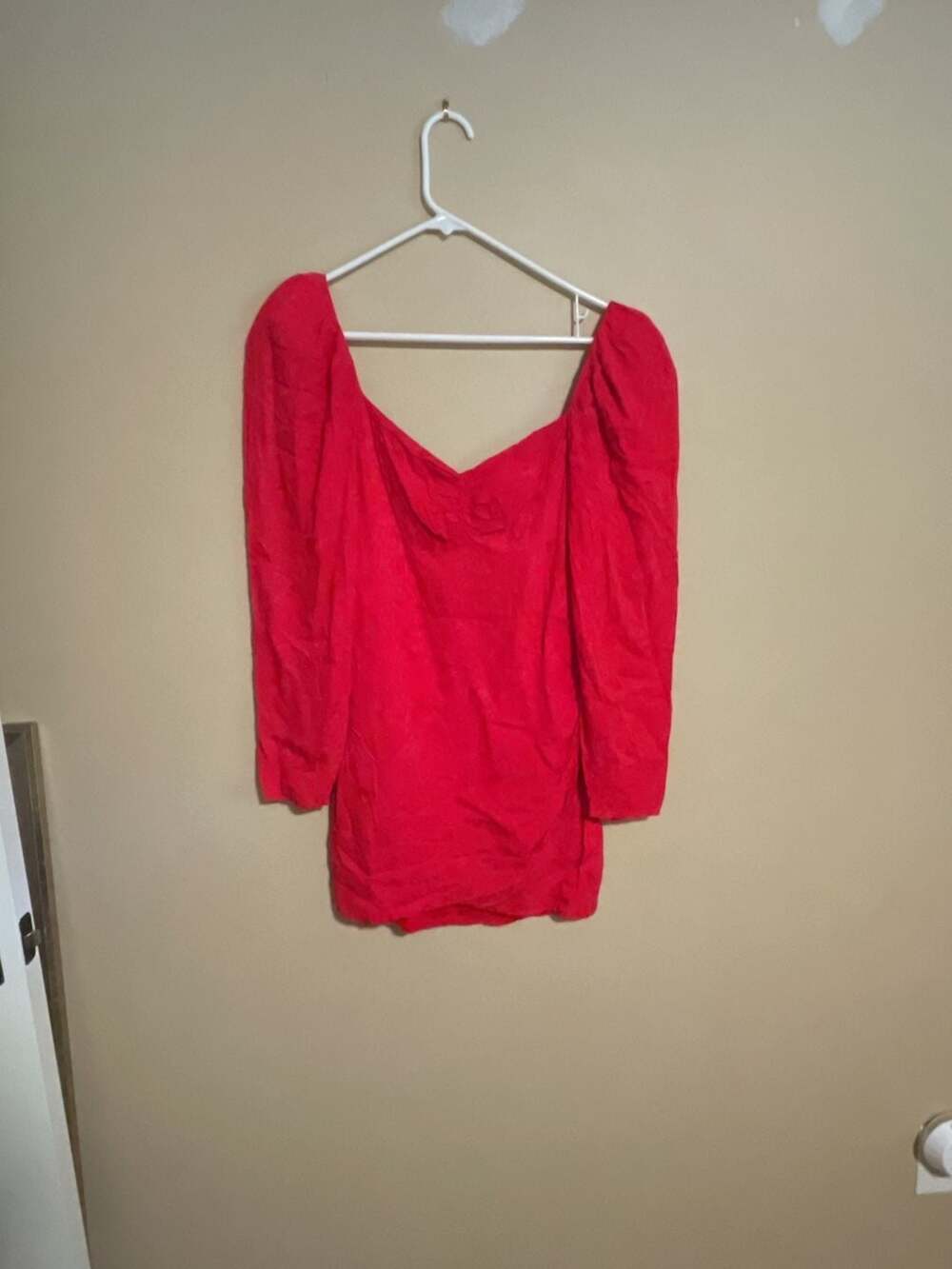 Lovers + Friends Long Sleeve Mini Dress Size S Red Square Neck